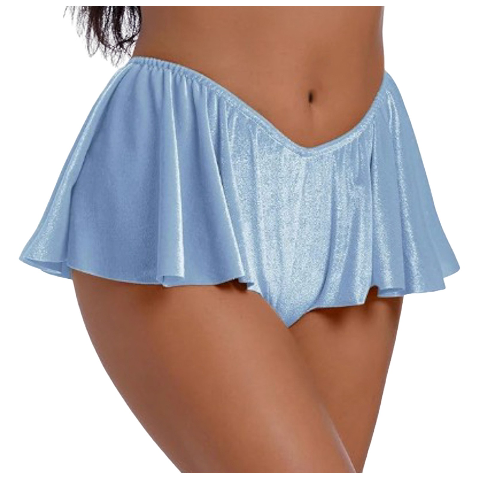 thumbnail image 2 of Pantalones cortos de yoga de terciopelo de talle medio para mujer - Diseño con abertura lateral y tanga - 90 % poliéster - Rave/baile/fitness, S-XL, 2 of 8